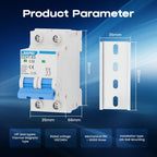 AC Miniature Circuit Breaker, 120V/240V 2 Pole 32 Amp DIN Rail Mount Circuit Breaker, MCB C32 Solar AC Disconnect Switch,Thermal Magnetic Trip