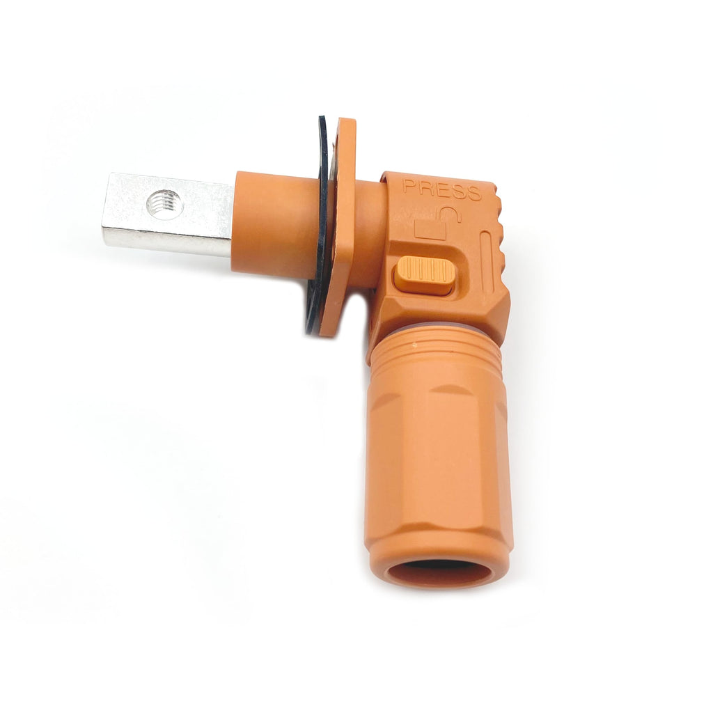 1 Set Battery Energy Storage Connector, 200A 50mm² High Current Connectors Quick Plug Terminal Orange Right Angle Plug and Socket IP67 Waterproof Power Adapter (200A, Orange)