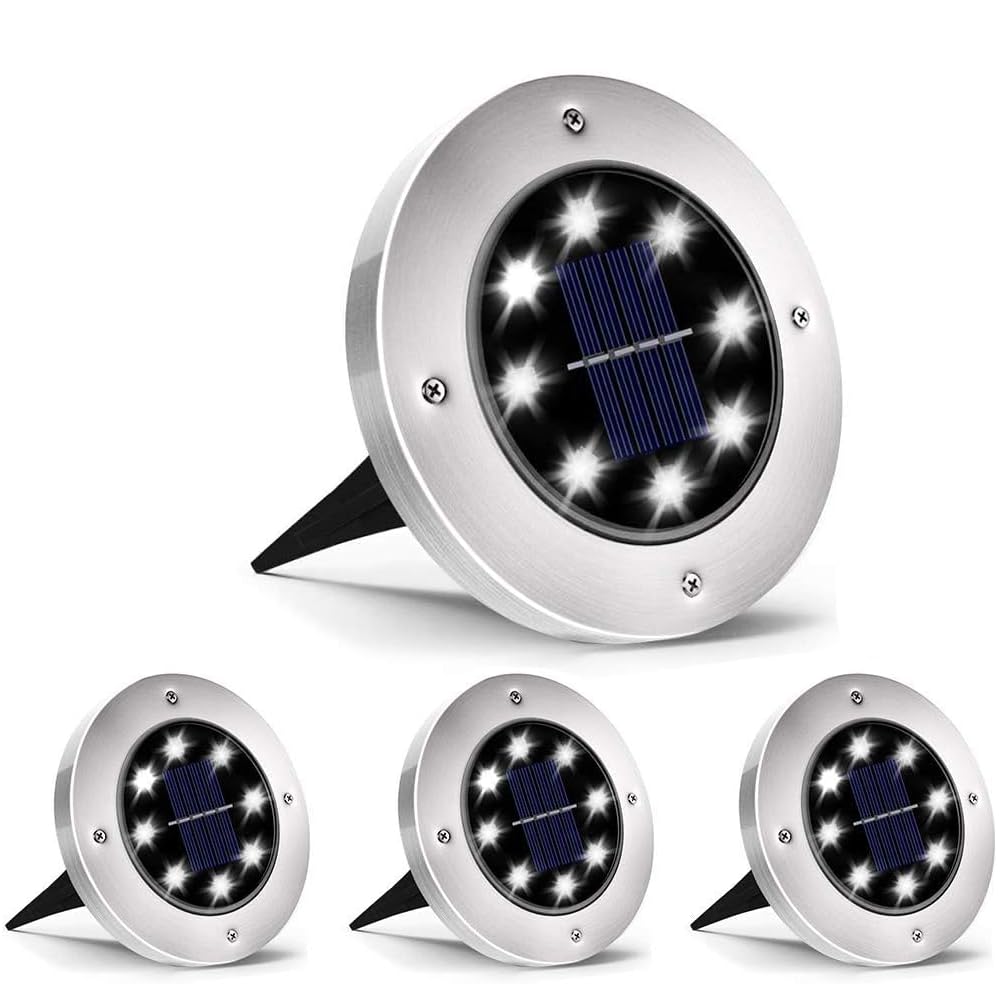 INCX 4.6 inch Solar Lights Outdoor Waterproof,12 Pack Solar Lights for Outside, Solar Garden Lights Landscape Lighting for Patio Pathway Lawn Yard Deck Driveway Walkway, Cold White