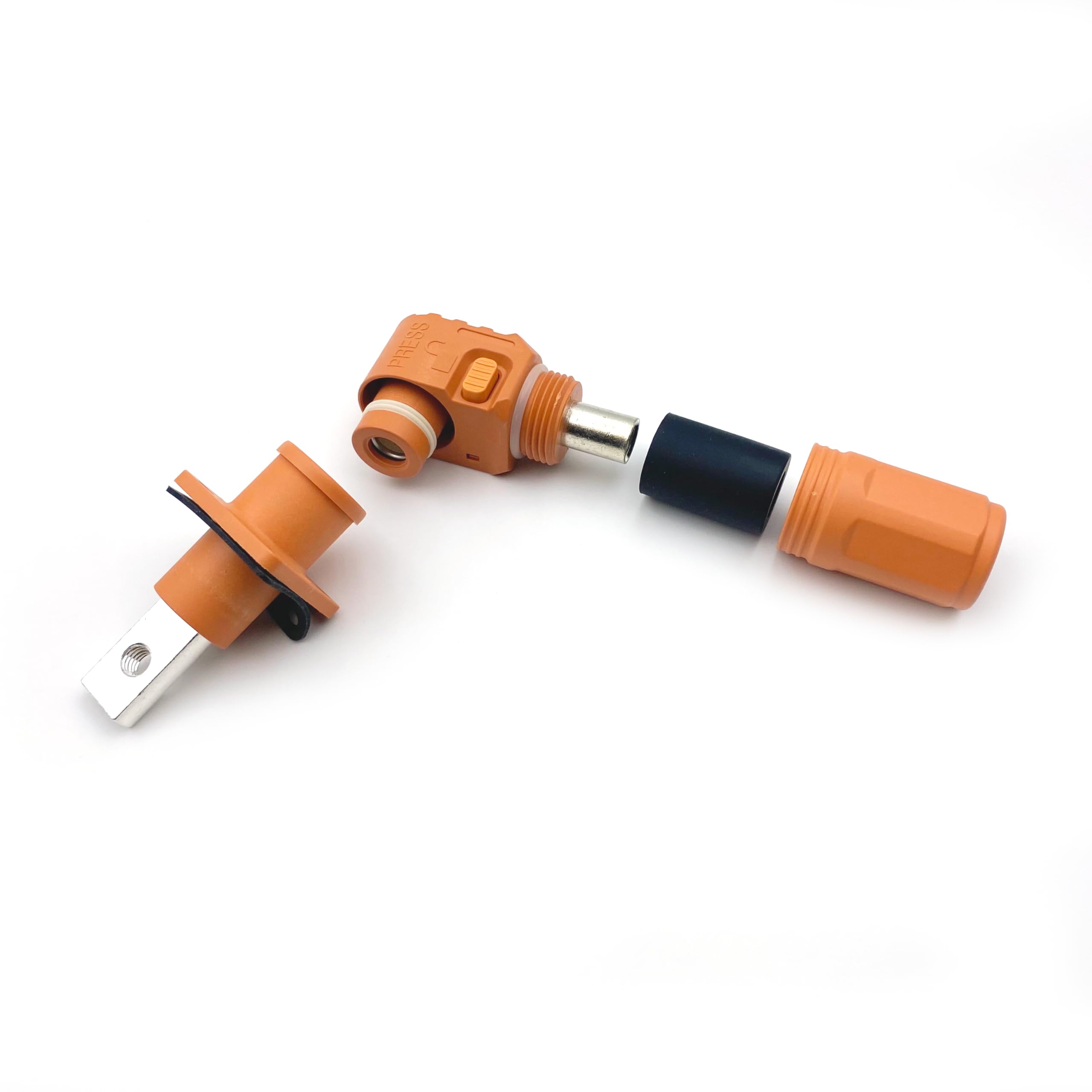 1 Set Battery Energy Storage Connector, 200A 50mm² High Current Connectors Quick Plug Terminal Orange Right Angle Plug and Socket IP67 Waterproof Power Adapter (200A, Orange)