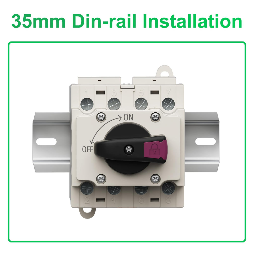 CNLONQ Solar PV Disconnect Switch 32 Amp DC1500V Rapid Shutoff Isolator Switch 1in 1out with Plug & Play Connector and IP66 Waterproof for Rooftop Solar Home Systems, RVs and Boats