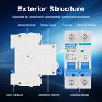 AC Miniature Circuit Breaker, 120V/240V 2 Pole 32 Amp DIN Rail Mount Circuit Breaker, MCB C32 Solar AC Disconnect Switch,Thermal Magnetic Trip