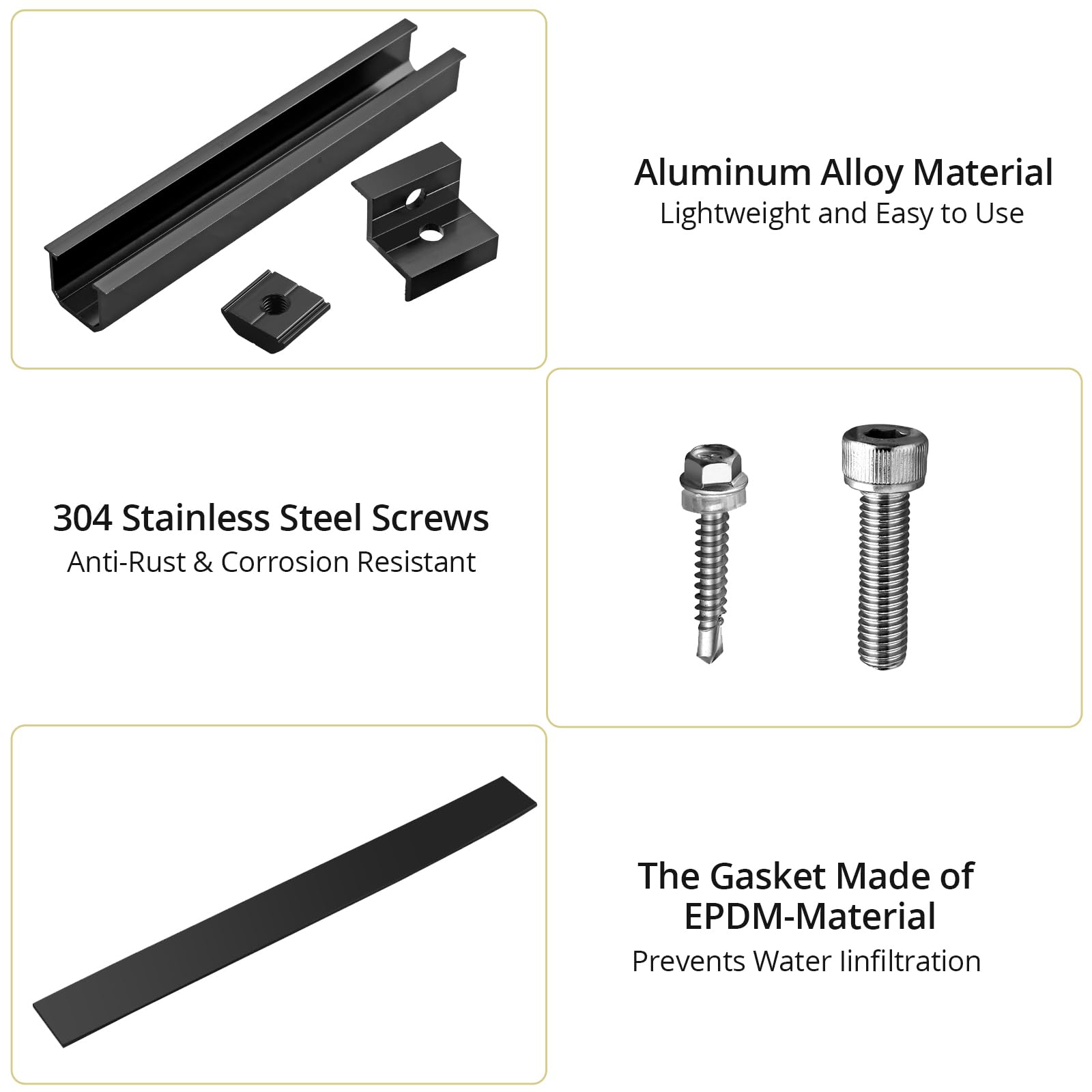 Anbte Solar Panel Bracket Kit, 6 Pcs 7.87 in Aluminium Solar Panel Mounting Rail 30mm/35mm Solar Panel End Clamps, Solar Panel Brackets for Metal Roof, Tin Roof, Flat Roof, Sheet Roof, RV, Silver