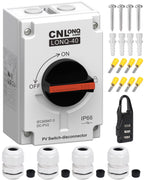 CNLONQ Solar PV Disconnect Switch 32 Amp DC1500V Rapid Shutoff Isolator Switch 1in 1out with Plug & Play Connector and IP66 Waterproof for Rooftop Solar Home Systems, RVs and Boats