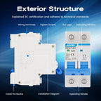 AC Miniature Circuit Breaker, 120V/240V 2 Pole 32 Amp DIN Rail Mount Circuit Breaker, MCB C32 Solar AC Disconnect Switch,Thermal Magnetic Trip