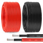 Solar Panel Wire 10 AWG(6mm²) - Solar Extension Cable 100Ft Black & 100Ft Red 10 Gauge Tinned Copper PV Wire for Outdoor Automotive RV Solar Panel Boat Marine (Black+Red)
