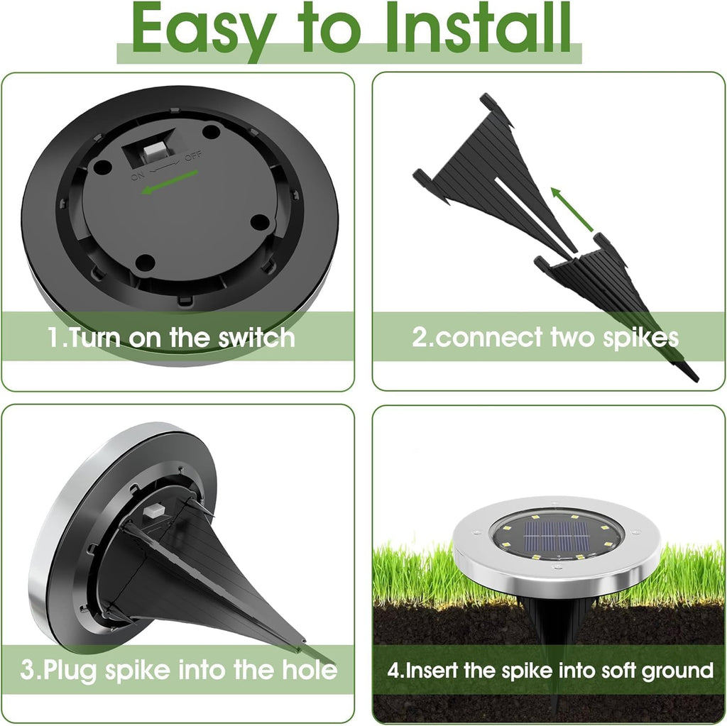 INCX 4.6 inch Solar Lights Outdoor Waterproof,12 Pack Solar Lights for Outside, Solar Garden Lights Landscape Lighting for Patio Pathway Lawn Yard Deck Driveway Walkway, Cold White