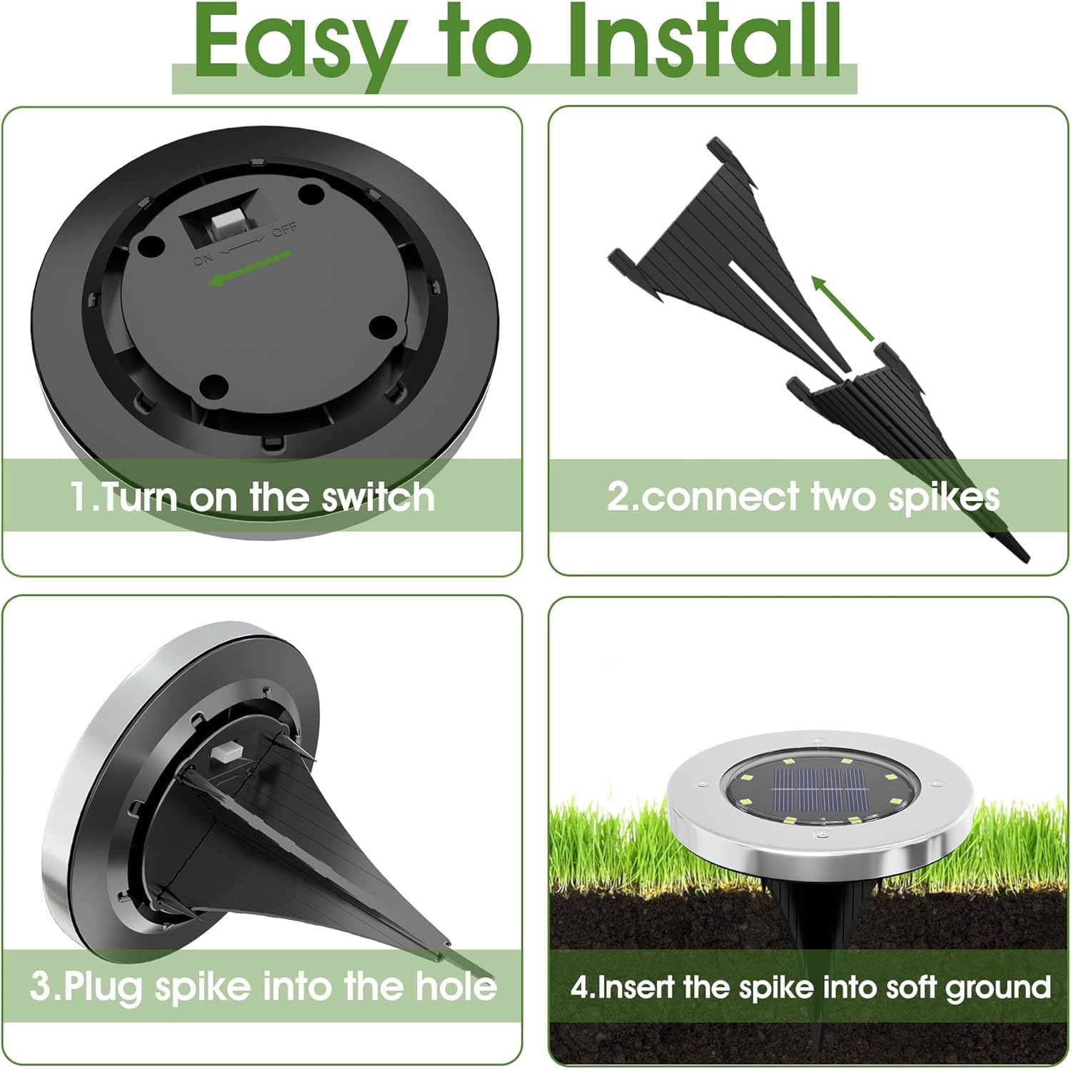 INCX 4.6 inch Solar Lights Outdoor Waterproof,12 Pack Solar Lights for Outside, Solar Garden Lights Landscape Lighting for Patio Pathway Lawn Yard Deck Driveway Walkway, Cold White