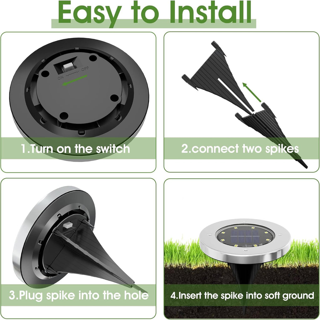 INCX 4.6 inch Solar Lights Outdoor Waterproof,12 Pack Solar Lights for Outside, Solar Garden Lights Landscape Lighting for Patio Pathway Lawn Yard Deck Driveway Walkway, Cold White