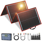 DOKIO 300W Portable Foldable Solar Panel Kit, Compact 19.3x37.4in Design 15.2lb with Standalone Controller and USB, Monocrystalline Charger for 12V Batteries, Power Stations, RV Camping Emergency Use