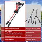 Solar Parallel Connectors for 3 Solar Panels, Tool-Free MC4 Solar Cable Splitter, Y Branch Solar Panel Splitter, 2 to 6 Solar Parallel Adapter IP68 Waterproof (FMMM/MFFF)
