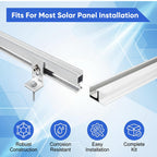 Solar Panel Mounting Rail Kit for 7 x 320W Panels, Includes 12 x 47.2 Aluminum Rails, Adjustable Clamps, L-Brackets & Wire Clips, Heavy Duty Racking for Metal, Tile, Shingle Roof