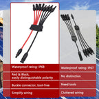 Solar Parallel Connectors for 3 Solar Panels, Tool-Free MC4 Solar Cable Splitter, Y Branch Solar Panel Splitter, 2 to 6 Solar Parallel Adapter IP68 Waterproof (FMMM/MFFF)