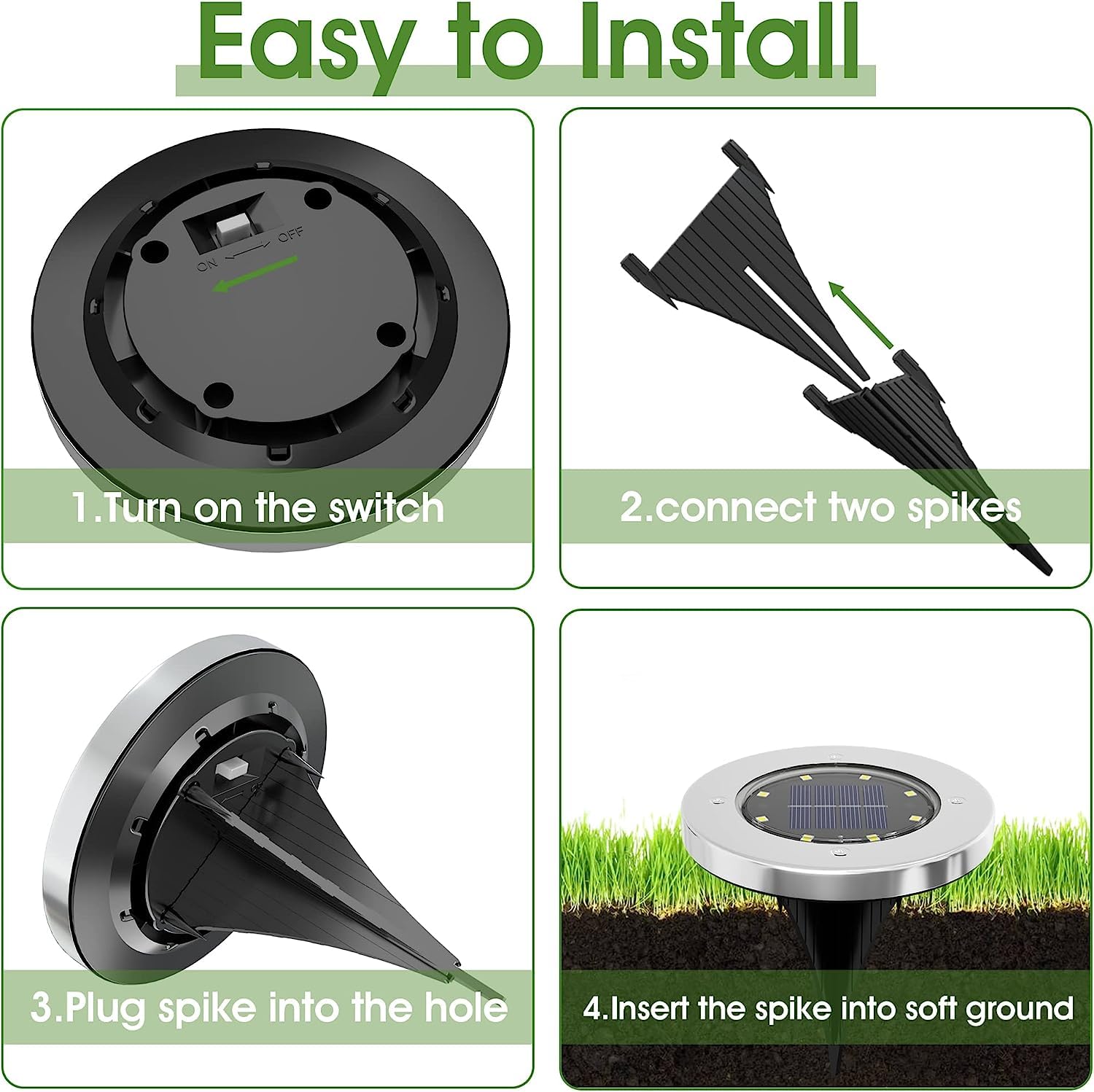INCX 4.6 inch Solar Lights Outdoor Waterproof,12 Pack Solar Lights for Outside, Solar Garden Lights Landscape Lighting for Patio Pathway Lawn Yard Deck Driveway Walkway, Cold White