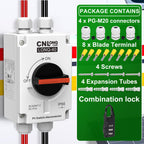 CNLONQ Solar PV Disconnect Switch 32 Amp DC1500V Rapid Shutoff Isolator Switch 1in 1out with Plug & Play Connector and IP66 Waterproof for Rooftop Solar Home Systems, RVs and Boats