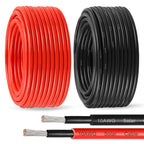 Solar Panel Wire 10 AWG(6mm²) - Solar Extension Cable 100Ft Black & 100Ft Red 10 Gauge Tinned Copper PV Wire for Outdoor Automotive RV Solar Panel Boat Marine (Black+Red)
