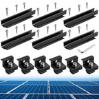 Anbte Solar Panel Bracket Kit, 6 Pcs 7.87 in Aluminium Solar Panel Mounting Rail 30mm/35mm Solar Panel End Clamps, Solar Panel Brackets for Metal Roof, Tin Roof, Flat Roof, Sheet Roof, RV, Silver