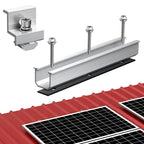 Anbte Solar Panel Bracket Kit, 6 Pcs 7.87 in Aluminium Solar Panel Mounting Rail 30mm/35mm Solar Panel End Clamps, Solar Panel Brackets for Metal Roof, Tin Roof, Flat Roof, Sheet Roof, RV, Silver