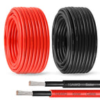 Solar Panel Wire 10 AWG(6mm²) - Solar Extension Cable 100Ft Black & 100Ft Red 10 Gauge Tinned Copper PV Wire for Outdoor Automotive RV Solar Panel Boat Marine (Black+Red)