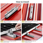 Anbte Solar Panel Bracket Kit, 6 Pcs 7.87 in Aluminium Solar Panel Mounting Rail 30mm/35mm Solar Panel End Clamps, Solar Panel Brackets for Metal Roof, Tin Roof, Flat Roof, Sheet Roof, RV, Silver