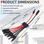 Solar Parallel Connectors for 3 Solar Panels, Tool-Free MC4 Solar Cable Splitter, Y Branch Solar Panel Splitter, 2 to 6 Solar Parallel Adapter IP68 Waterproof (FMMM/MFFF)