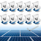 Anbte 10pcs Solar Panel End Clamp for Standard Unistrut, Aluminum 30mm/35mm Solar Panel Brackets with Nuts Bolts, Solar Panel Mounting Kit for Metal Roof, Tin Roof, Flat Roof, Sheet Roof, Black