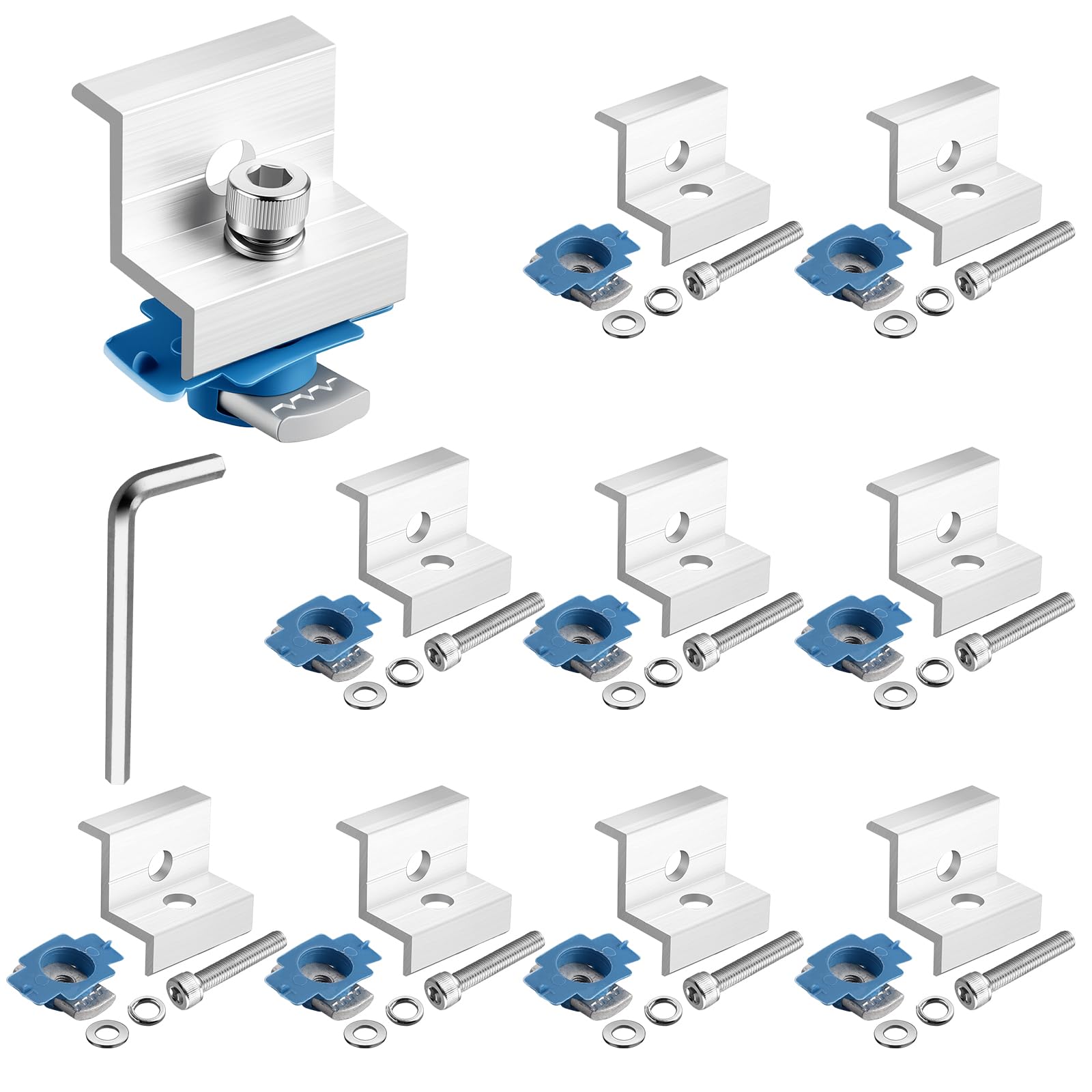 Anbte 10pcs Solar Panel End Clamp for Standard Unistrut, Aluminum 30mm/35mm Solar Panel Brackets with Nuts Bolts, Solar Panel Mounting Kit for Metal Roof, Tin Roof, Flat Roof, Sheet Roof, Black