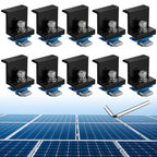 Anbte 10pcs Solar Panel End Clamp for Standard Unistrut, Aluminum 30mm/35mm Solar Panel Brackets with Nuts Bolts, Solar Panel Mounting Kit for Metal Roof, Tin Roof, Flat Roof, Sheet Roof, Black