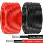 Solar Panel Wire 10 AWG(6mm²) - Solar Extension Cable 100Ft Black & 100Ft Red 10 Gauge Tinned Copper PV Wire for Outdoor Automotive RV Solar Panel Boat Marine (Black+Red)