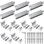 Anbte Solar Panel Bracket Kit, 6 Pcs 7.87 in Aluminium Solar Panel Mounting Rail 30mm/35mm Solar Panel End Clamps, Solar Panel Brackets for Metal Roof, Tin Roof, Flat Roof, Sheet Roof, RV, Silver