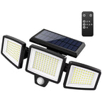 Tuffenough Solar Outdoor Lights 2500LM 210 LED Security Lights with Remote Control,3 Heads Motion Sensor Lights, IP65 Waterproof,270° Wide Angle Flood Wall Lights with 3 Modes(2 Packs)
