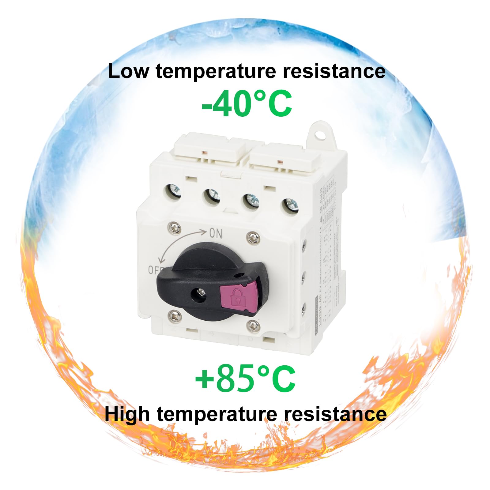 CNLONQ Solar PV Disconnect Switch 32 Amp DC1500V Rapid Shutoff Isolator Switch 1in 1out with Plug & Play Connector and IP66 Waterproof for Rooftop Solar Home Systems, RVs and Boats