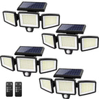 Tuffenough Solar Outdoor Lights 2500LM 210 LED Security Lights with Remote Control,3 Heads Motion Sensor Lights, IP65 Waterproof,270° Wide Angle Flood Wall Lights with 3 Modes