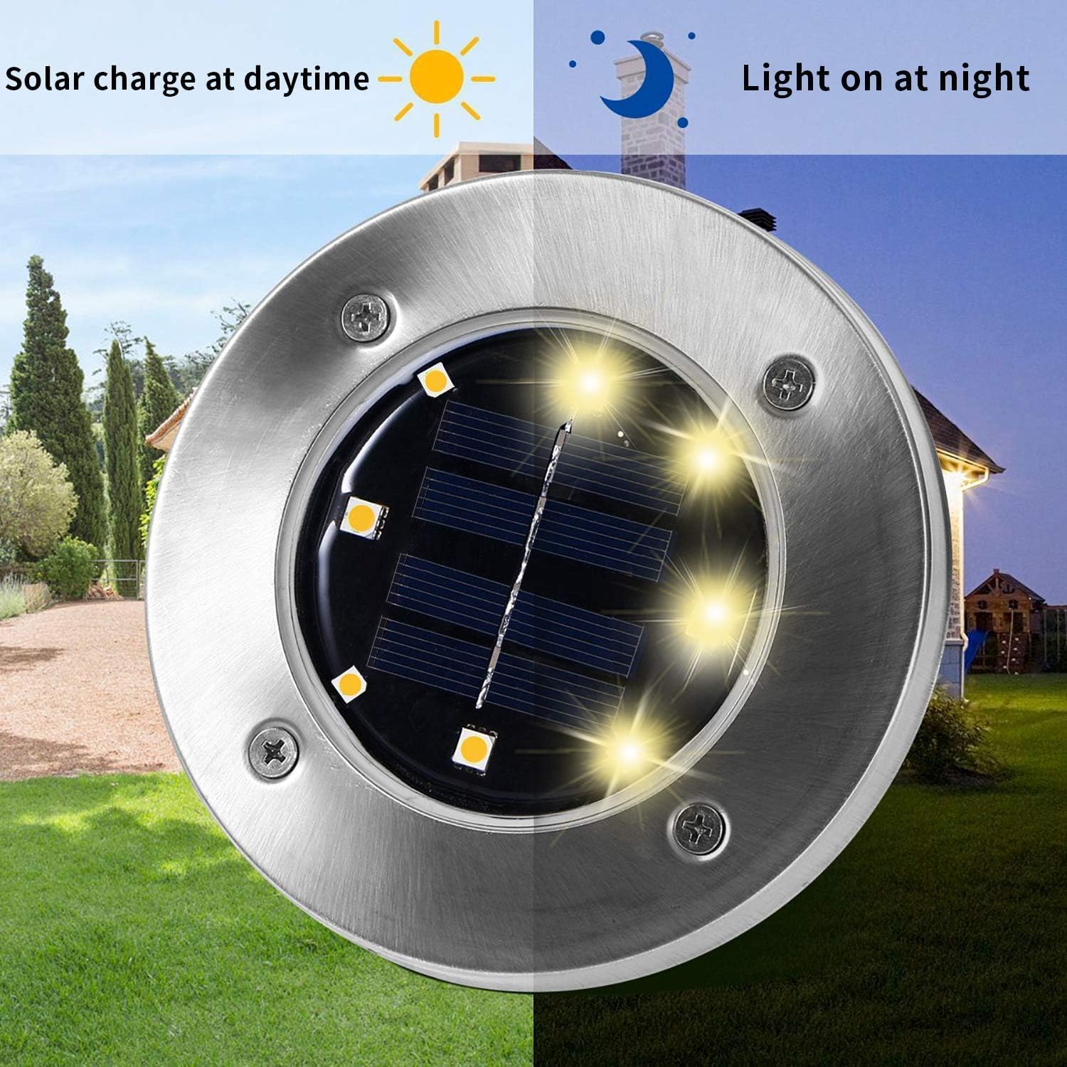 INCX 4.6 inch Solar Lights Outdoor Waterproof,12 Pack Solar Lights for Outside, Solar Garden Lights Landscape Lighting for Patio Pathway Lawn Yard Deck Driveway Walkway, Cold White