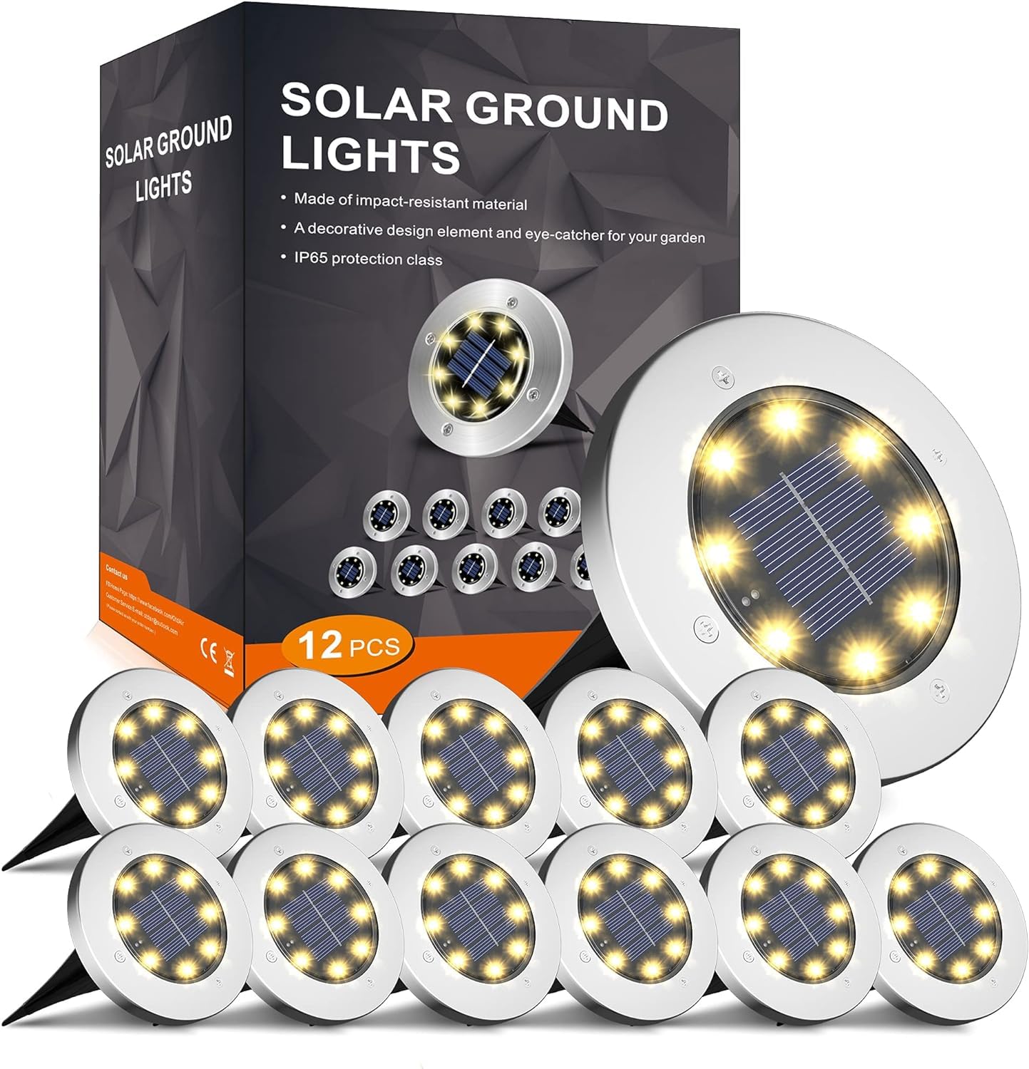 INCX 4.6 inch Solar Lights Outdoor Waterproof,12 Pack Solar Lights for Outside, Solar Garden Lights Landscape Lighting for Patio Pathway Lawn Yard Deck Driveway Walkway, Cold White