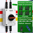 CNLONQ Solar PV Disconnect Switch 32 Amp DC1500V Rapid Shutoff Isolator Switch 1in 1out with Plug & Play Connector and IP66 Waterproof for Rooftop Solar Home Systems, RVs and Boats