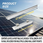 Solar Panel Mounting Rail Kit for 7 x 320W Panels, Includes 12 x 47.2 Aluminum Rails, Adjustable Clamps, L-Brackets & Wire Clips, Heavy Duty Racking for Metal, Tile, Shingle Roof