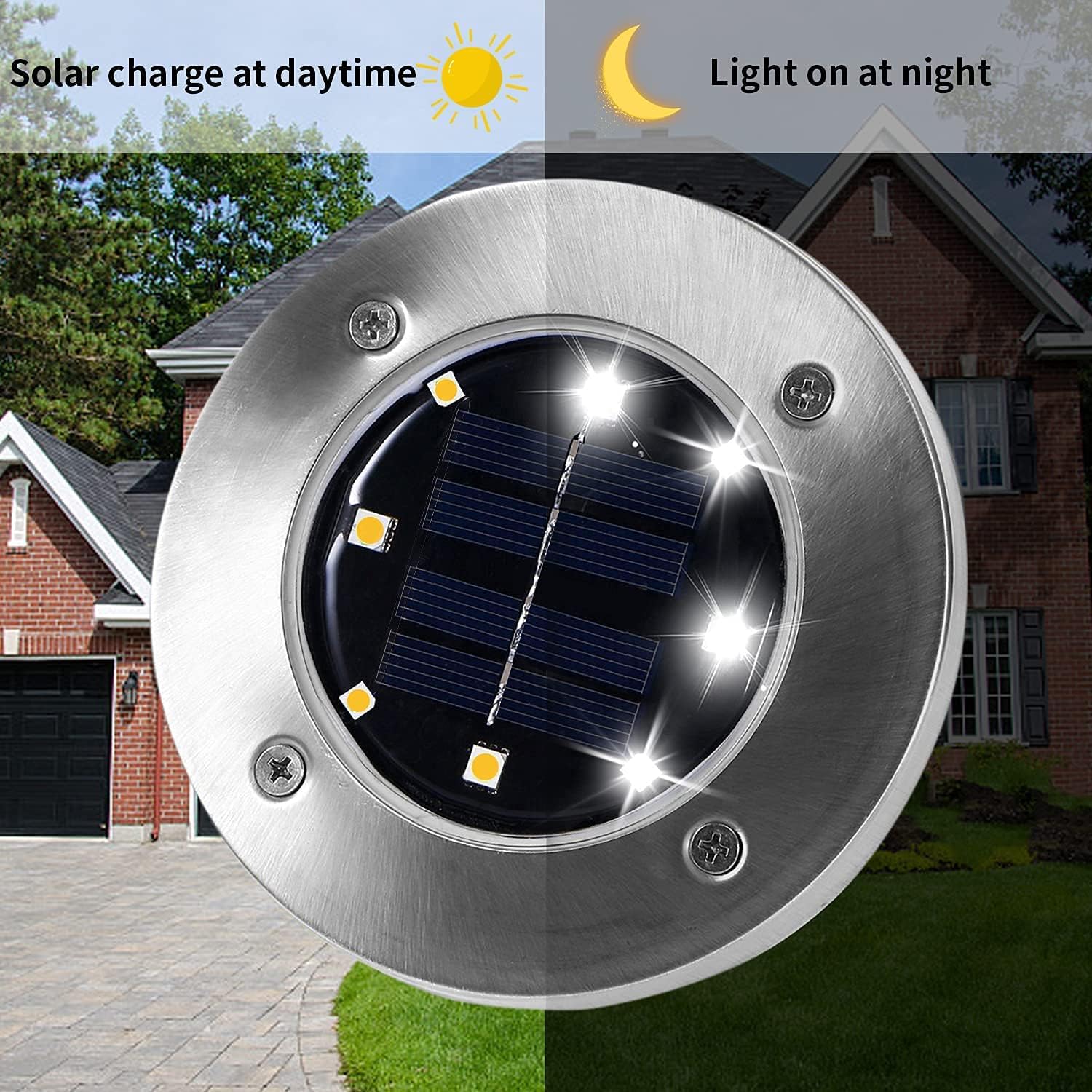 INCX 4.6 inch Solar Lights Outdoor Waterproof,12 Pack Solar Lights for Outside, Solar Garden Lights Landscape Lighting for Patio Pathway Lawn Yard Deck Driveway Walkway, Cold White