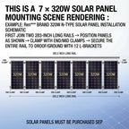 Solar Panel Mounting Rail Kit for 7 x 320W Panels, Includes 12 x 47.2 Aluminum Rails, Adjustable Clamps, L-Brackets & Wire Clips, Heavy Duty Racking for Metal, Tile, Shingle Roof