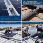 Solar Panel Mounting Rail Kit for 7 x 320W Panels, Includes 12 x 47.2 Aluminum Rails, Adjustable Clamps, L-Brackets & Wire Clips, Heavy Duty Racking for Metal, Tile, Shingle Roof