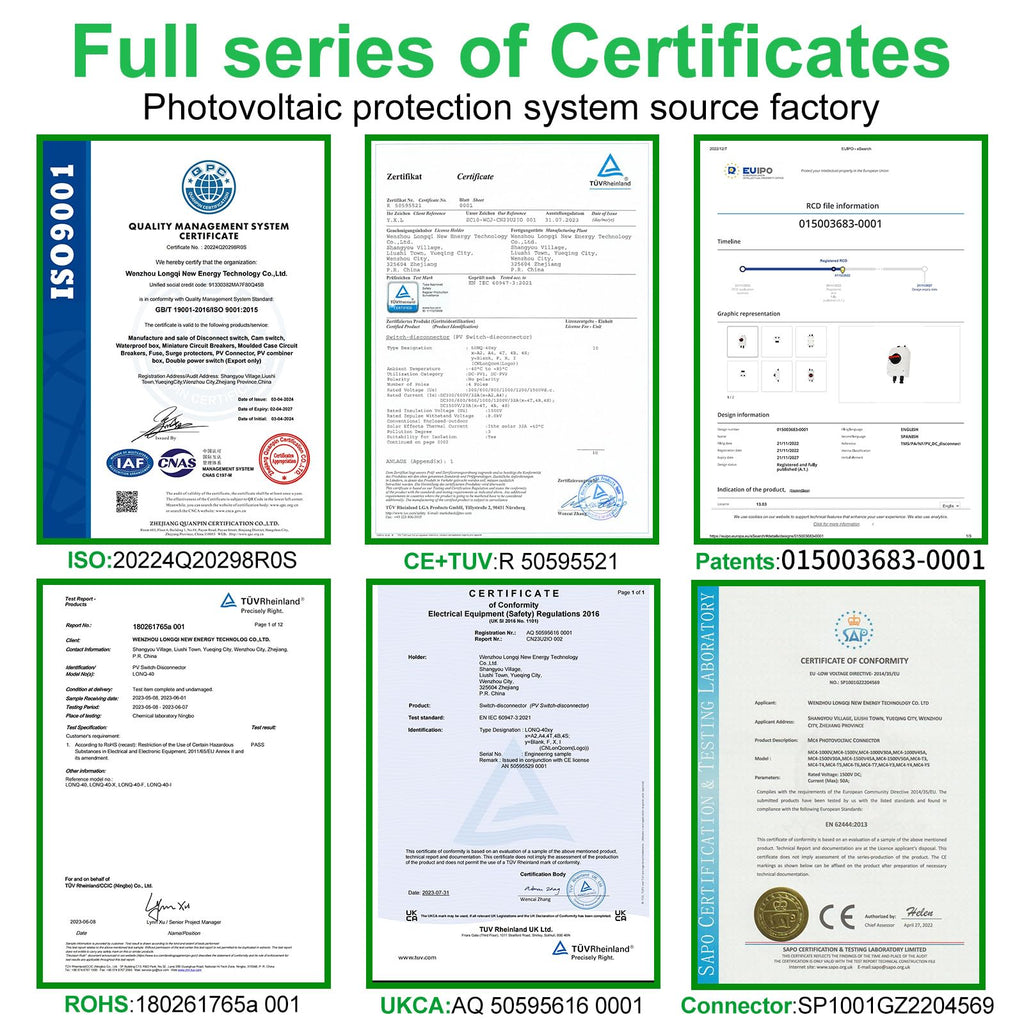 CNLONQ Solar PV Disconnect Switch 32 Amp DC1500V Rapid Shutoff Isolator Switch 1in 1out with Plug & Play Connector and IP66 Waterproof for Rooftop Solar Home Systems, RVs and Boats