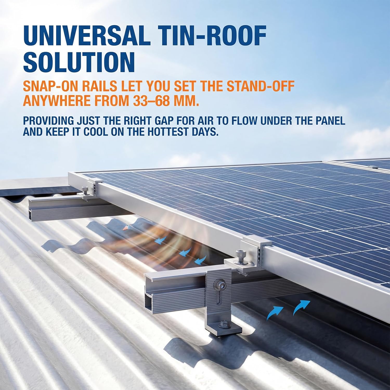 Solar Panel Mounting Rail Kit for 7 x 320W Panels, Includes 12 x 47.2 Aluminum Rails, Adjustable Clamps, L-Brackets & Wire Clips, Heavy Duty Racking for Metal, Tile, Shingle Roof