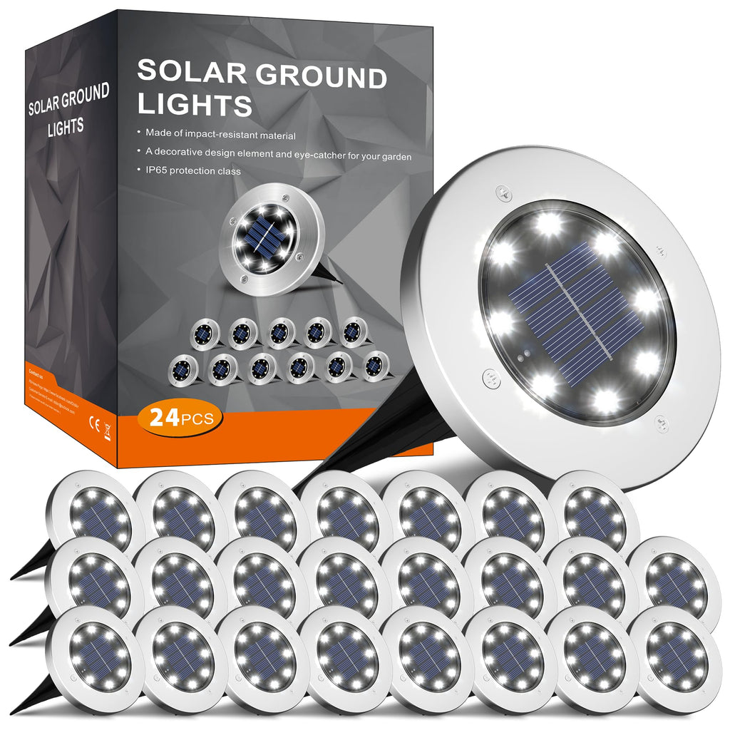 INCX 4.6 inch Solar Lights Outdoor Waterproof,12 Pack Solar Lights for Outside, Solar Garden Lights Landscape Lighting for Patio Pathway Lawn Yard Deck Driveway Walkway, Cold White