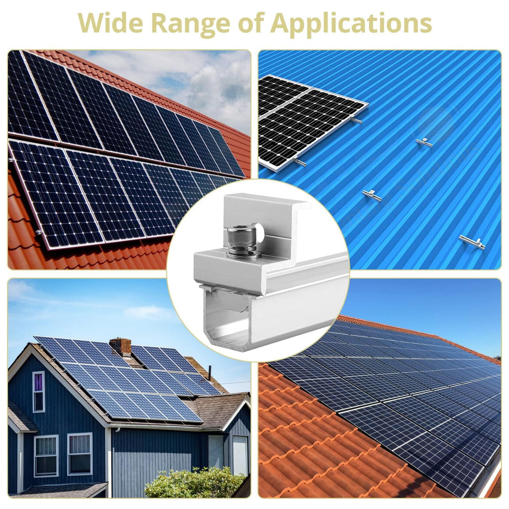 Anbte Solar Panel Bracket Kit, 6 Pcs 7.87 in Aluminium Solar Panel Mounting Rail 30mm/35mm Solar Panel End Clamps, Solar Panel Brackets for Metal Roof, Tin Roof, Flat Roof, Sheet Roof, RV, Silver