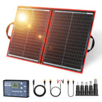 DOKIO 300W Portable Foldable Solar Panel Kit, Compact 19.3x37.4in Design 15.2lb with Standalone Controller and USB, Monocrystalline Charger for 12V Batteries, Power Stations, RV Camping Emergency Use