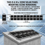 Solar Panel Mounting Rail Kit for 7 x 320W Panels, Includes 12 x 47.2 Aluminum Rails, Adjustable Clamps, L-Brackets & Wire Clips, Heavy Duty Racking for Metal, Tile, Shingle Roof
