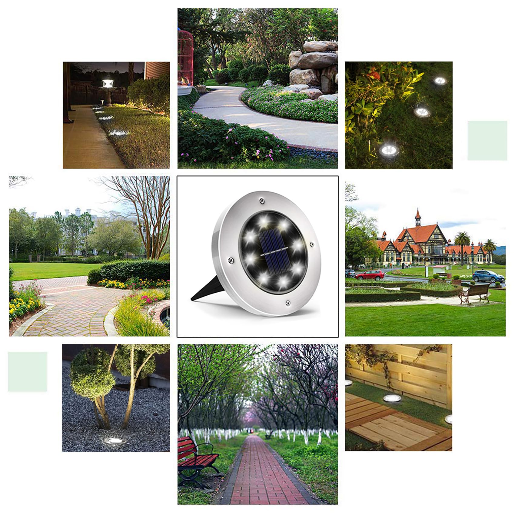 INCX 4.6 inch Solar Lights Outdoor Waterproof,12 Pack Solar Lights for Outside, Solar Garden Lights Landscape Lighting for Patio Pathway Lawn Yard Deck Driveway Walkway, Cold White