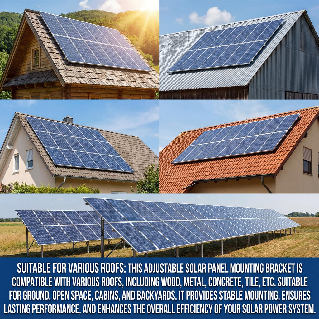 Solar Panel Mounting Rail Kit for 7 x 320W Panels, Includes 12 x 47.2 Aluminum Rails, Adjustable Clamps, L-Brackets & Wire Clips, Heavy Duty Racking for Metal, Tile, Shingle Roof