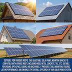 Solar Panel Mounting Rail Kit for 7 x 320W Panels, Includes 12 x 47.2 Aluminum Rails, Adjustable Clamps, L-Brackets & Wire Clips, Heavy Duty Racking for Metal, Tile, Shingle Roof